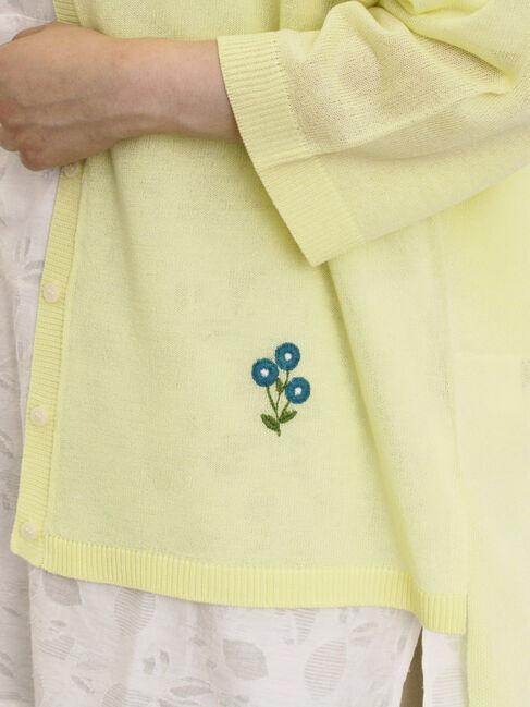 Samansa Mos2「[接触冷感]花刺繍七分袖クルーネックカーディガン」|カーディガン|