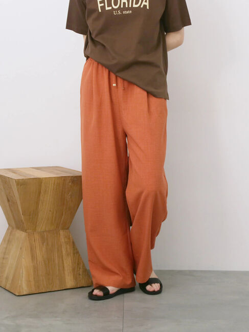 Samansa Mos2 blue「リネンタッチイージーパンツ」|その他|