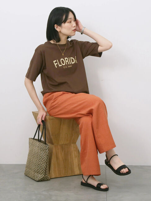 Samansa Mos2 blue「リネンタッチイージーパンツ」|その他|