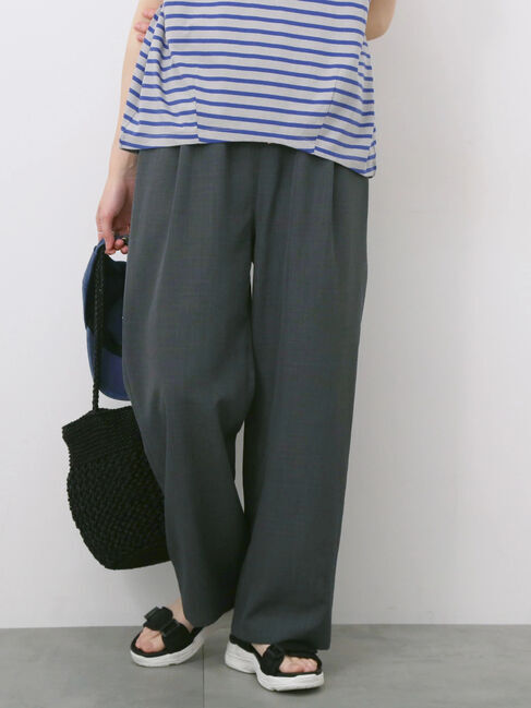 Samansa Mos2 blue「リネンタッチイージーパンツ」|その他|