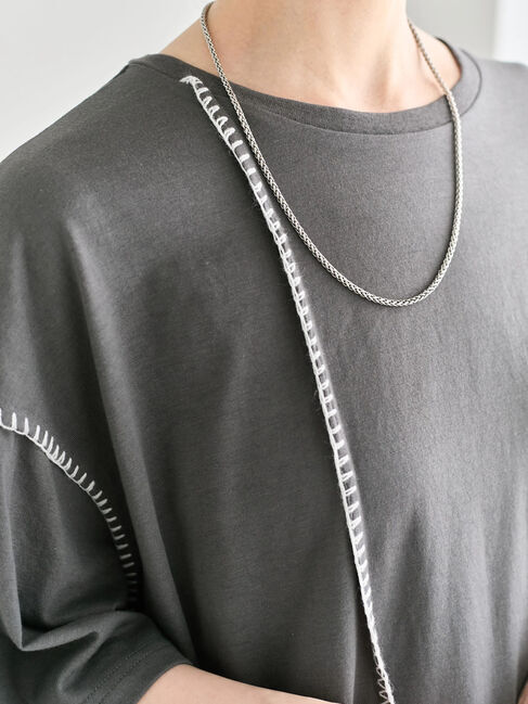 Samansa Mos2 blue「◎【接触冷感】切替ステッチチュニック」|Tシャツ・カットソー|