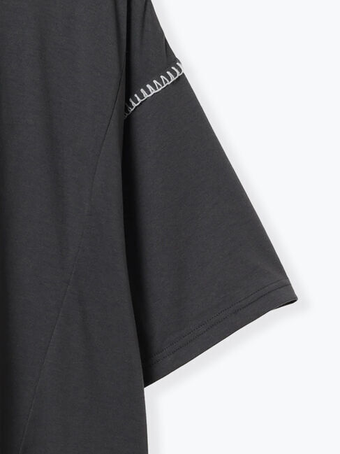 Samansa Mos2 blue「◎【接触冷感】切替ステッチチュニック」|Tシャツ・カットソー|