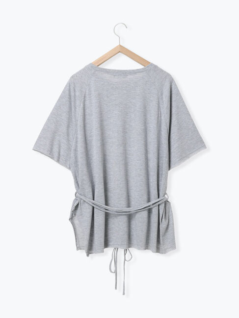 Samansa Mos2 blue「◎【接触冷感】ウエストリボンTシャツ」|Tシャツ・カットソー|