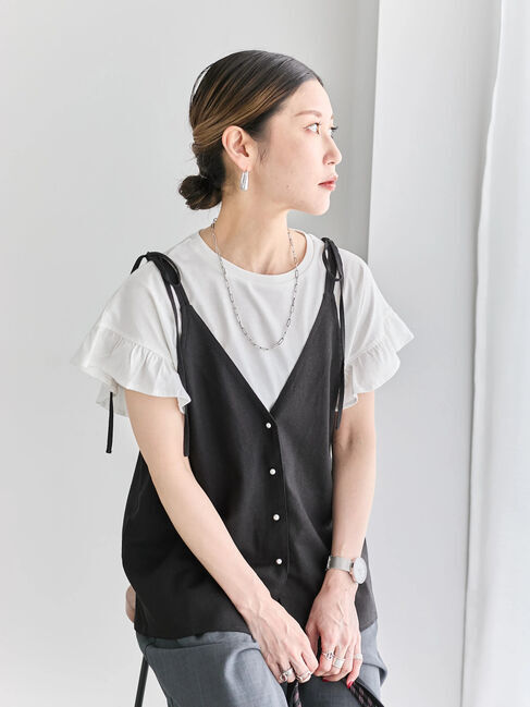 Samansa Mos2 blue「◎キャミソールジレ」|シャツ・ブラウス|