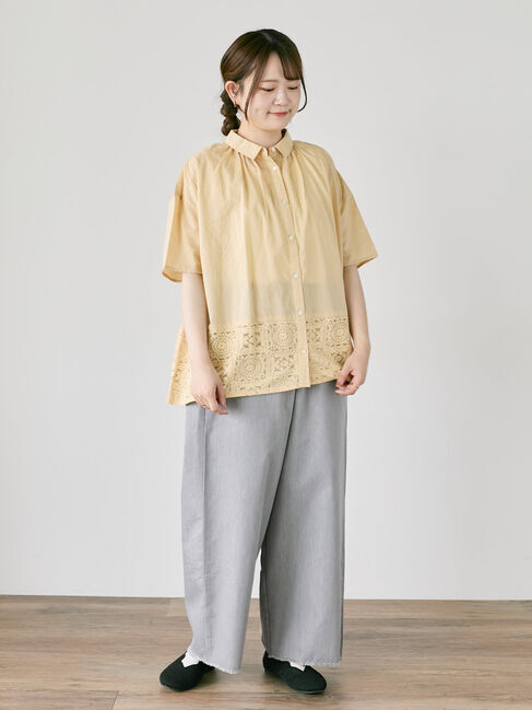 Samansa Mos2「インド裾レースシャツ」|シャツ・ブラウス|