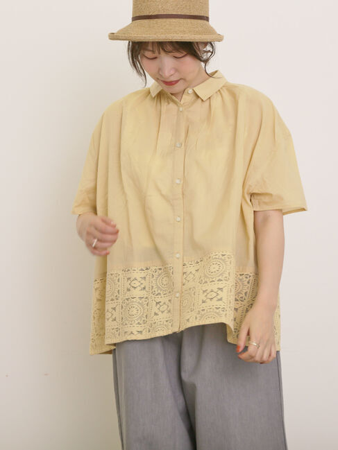 Samansa Mos2「インド裾レースシャツ」|シャツ・ブラウス|