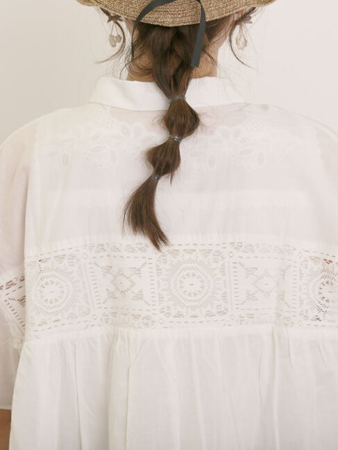Samansa Mos2「インド裾レースシャツ」|シャツ・ブラウス|