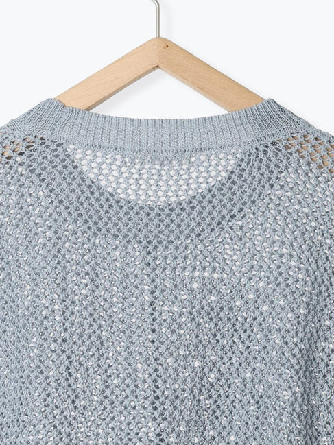 Samansa Mos2 blue「麻タッチパッチワークニットベスト」|ニット・セーター|