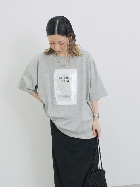 Samansa Mos2 blue「◎箔プリントTシャツ」|Tシャツ・カットソー|