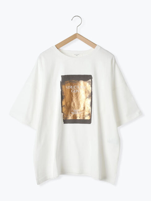 Samansa Mos2 blue「◎箔プリントTシャツ」|Tシャツ・カットソー|