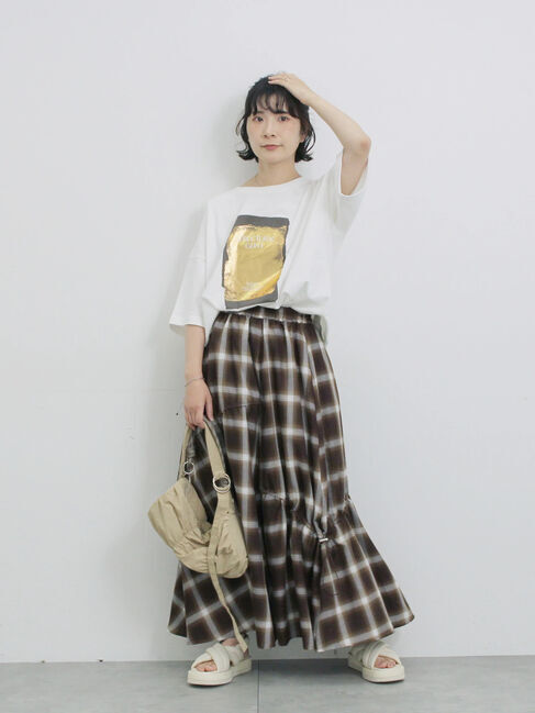 Samansa Mos2 blue「◎箔プリントTシャツ」|Tシャツ・カットソー|