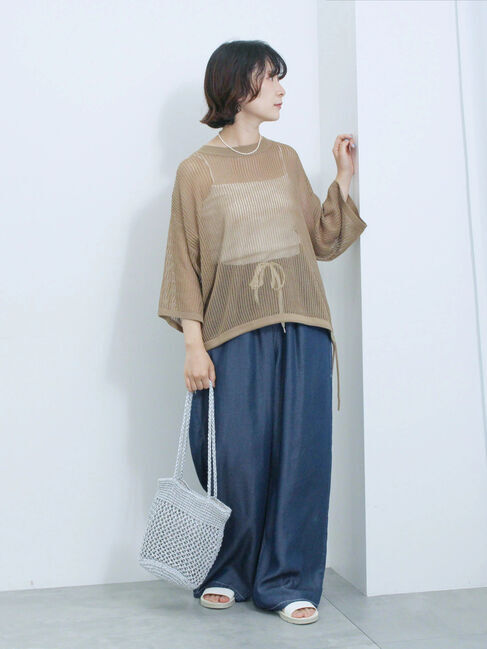 Samansa Mos2 blue「メッシュプルオーバー」|ニット・セーター|