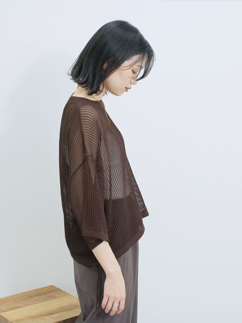 Samansa Mos2 blue「メッシュプルオーバー」|ニット・セーター|