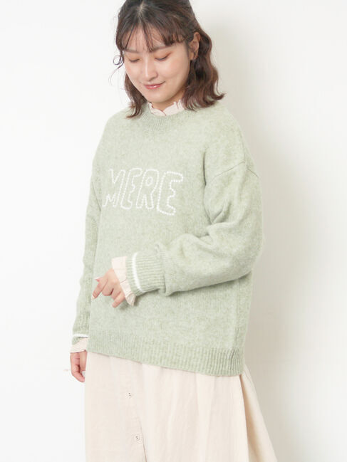 Samansa Mos2「ロゴ刺繍プルオーバーニット」|ニット・セーター|ミント