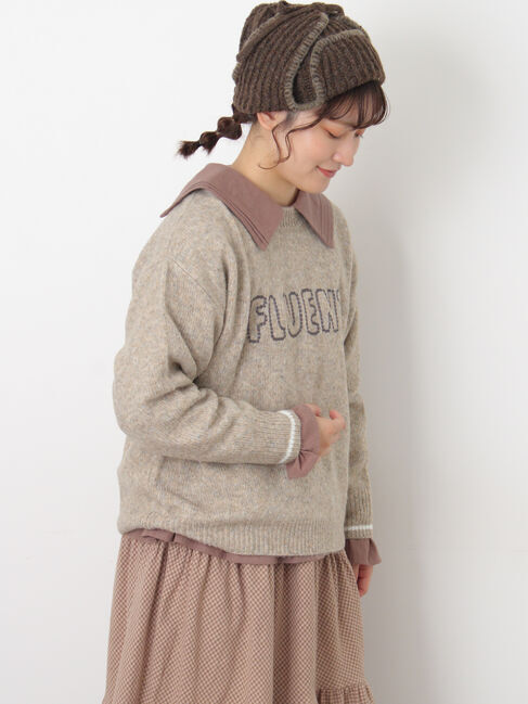 Samansa Mos2「ロゴ刺繍プルオーバーニット」|ニット・セーター|