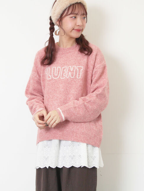 Samansa Mos2「ロゴ刺繍プルオーバーニット」|ニット・セーター|