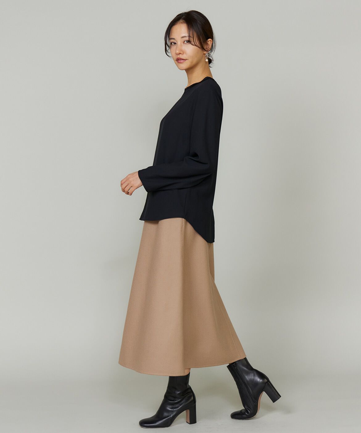 INED「《大きいサイズ》吸汗速乾ジョーゼットプルオーバー」|Tシャツ・カットソー|