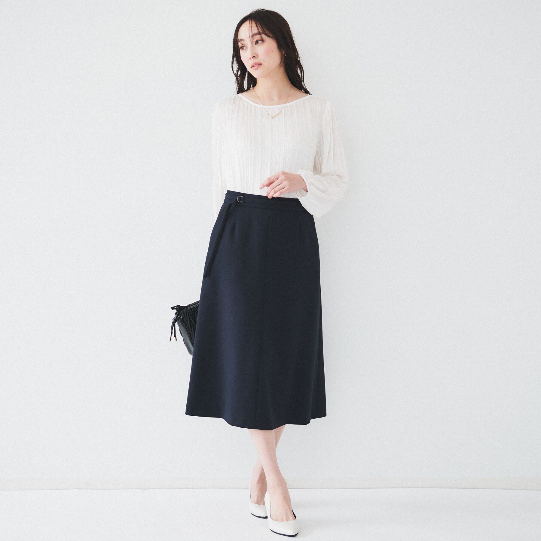 UNTITLED「【ミモレ丈/きれいめ】共ベルト付きマーメイドスカート」|スカート|