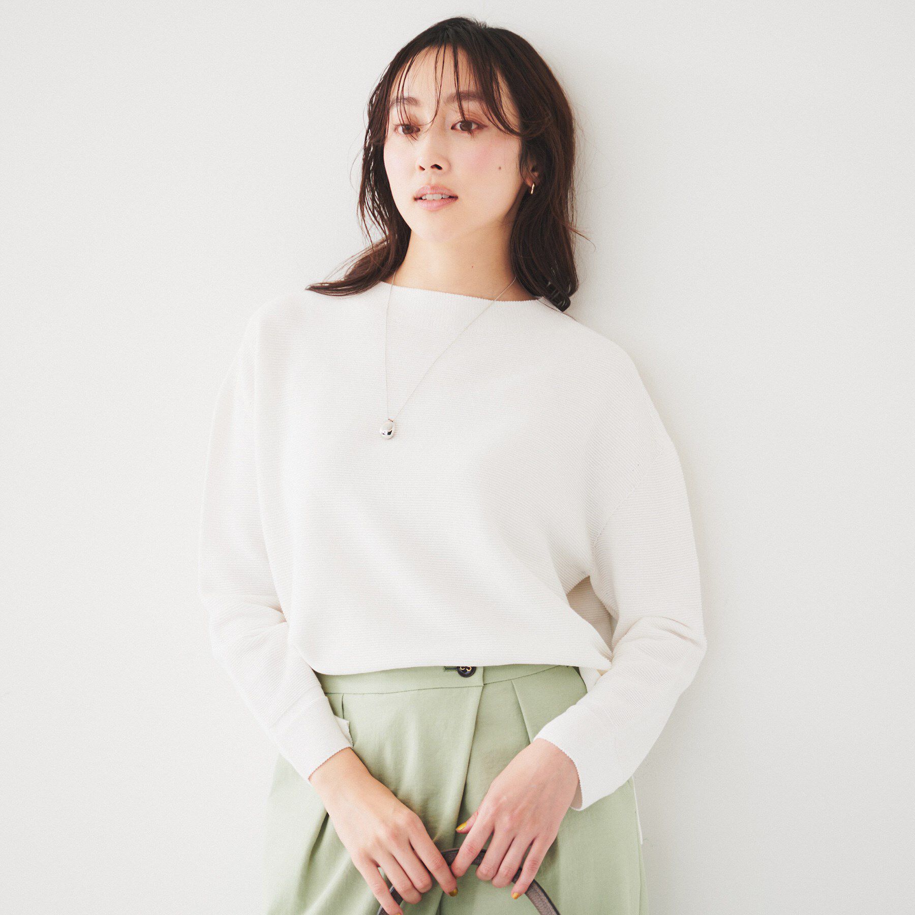 UNTITLED「【体型カバー/春素材】コットン混 ガーターニット」|ニット・セーター|