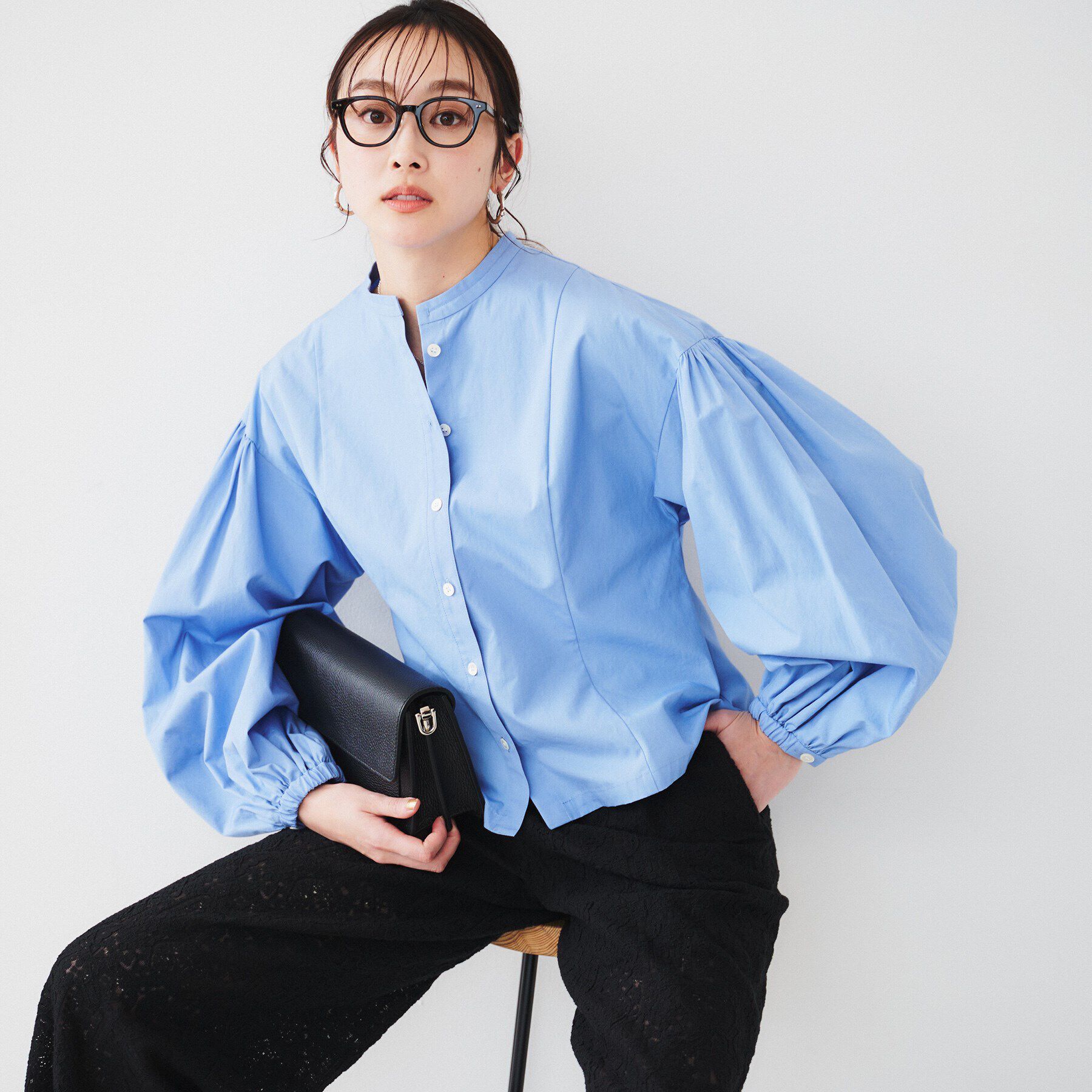 UNTITLED「【体型カバー】タイプライター ボリュームスリーブシャツ」|シャツ・ブラウス|