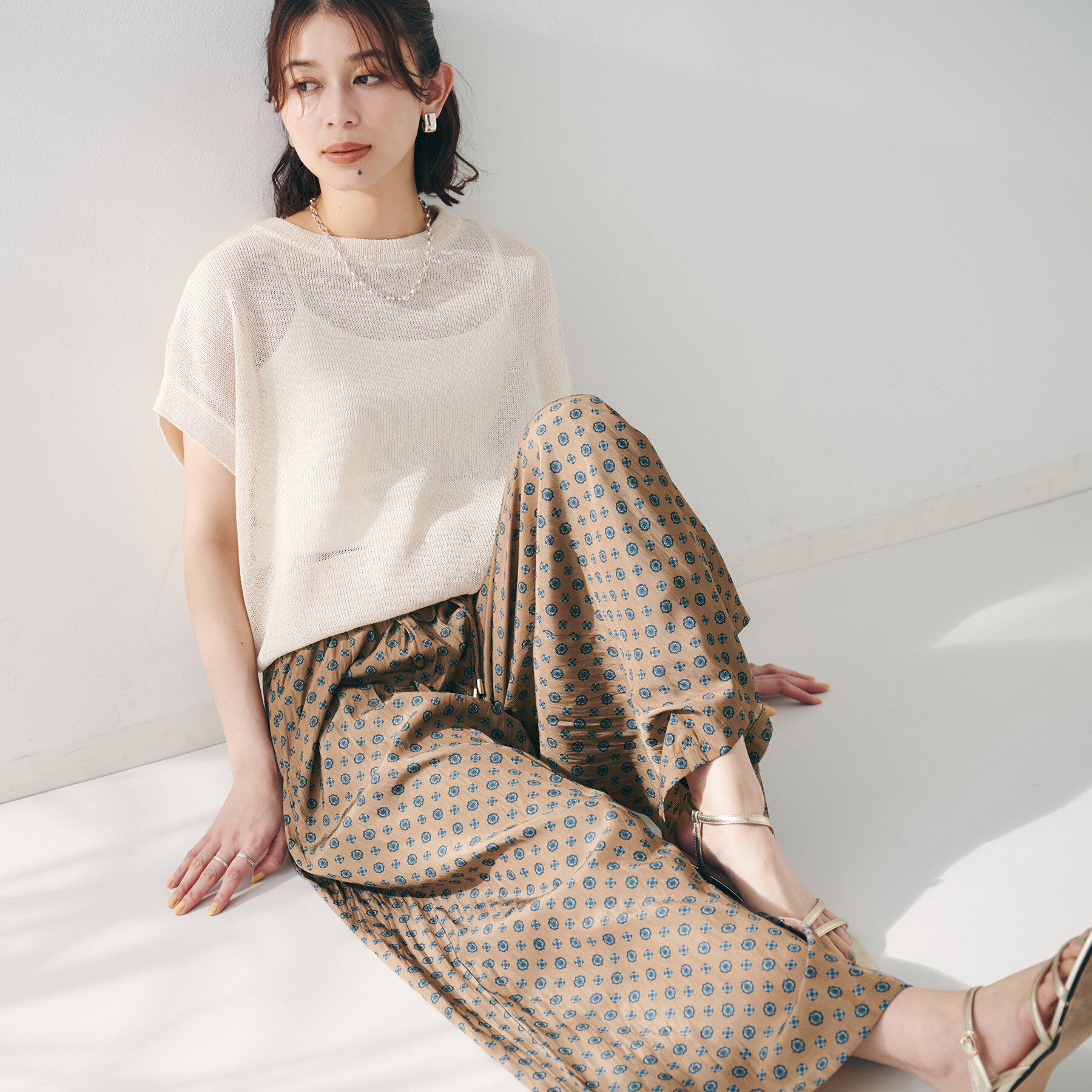 UNTITLED「【セットアップ可能/ウエストゴム】小紋柄パンツ」|その他|