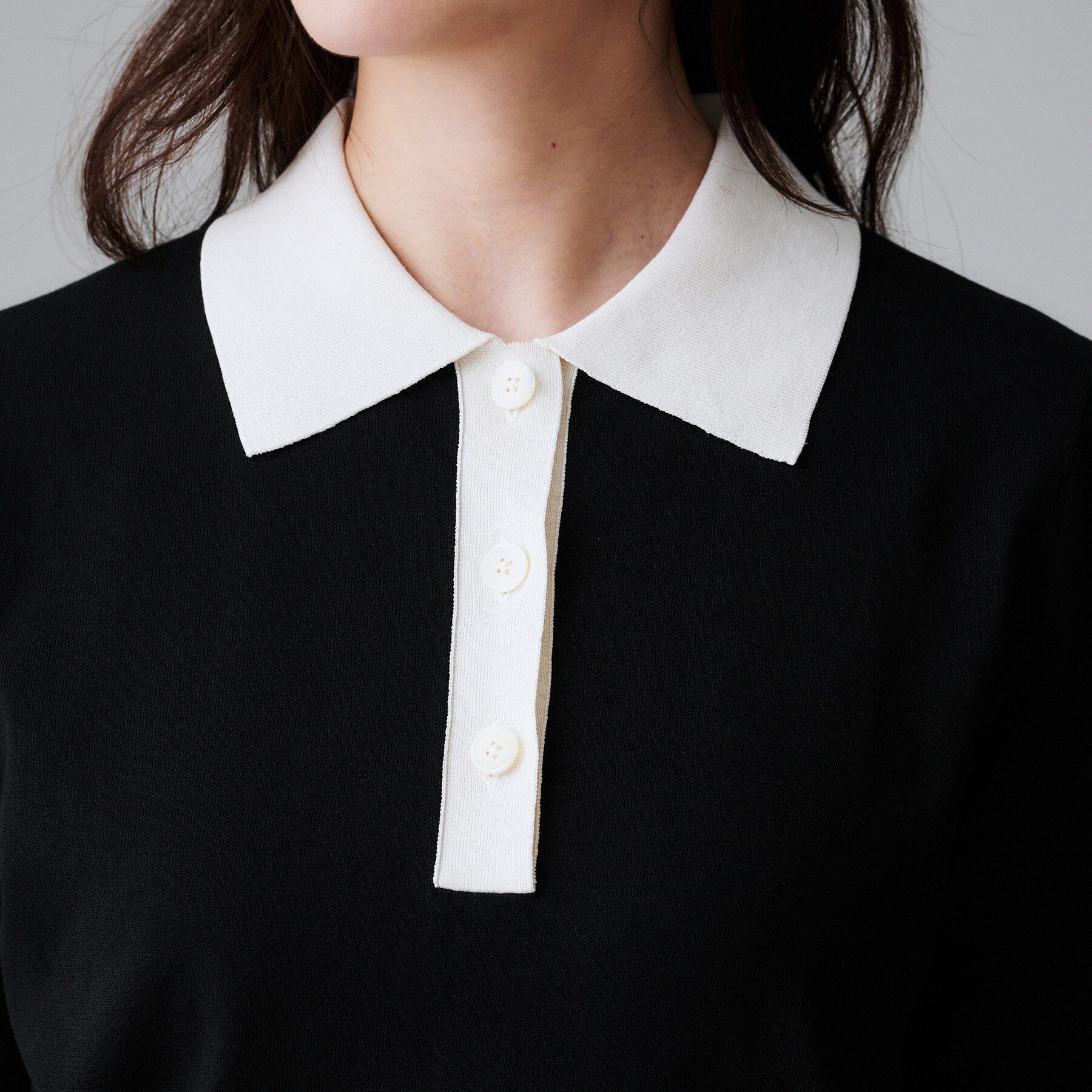 UNTITLED「【トレンド/きれいめ】5分袖ポロニット」|ニット・セーター|