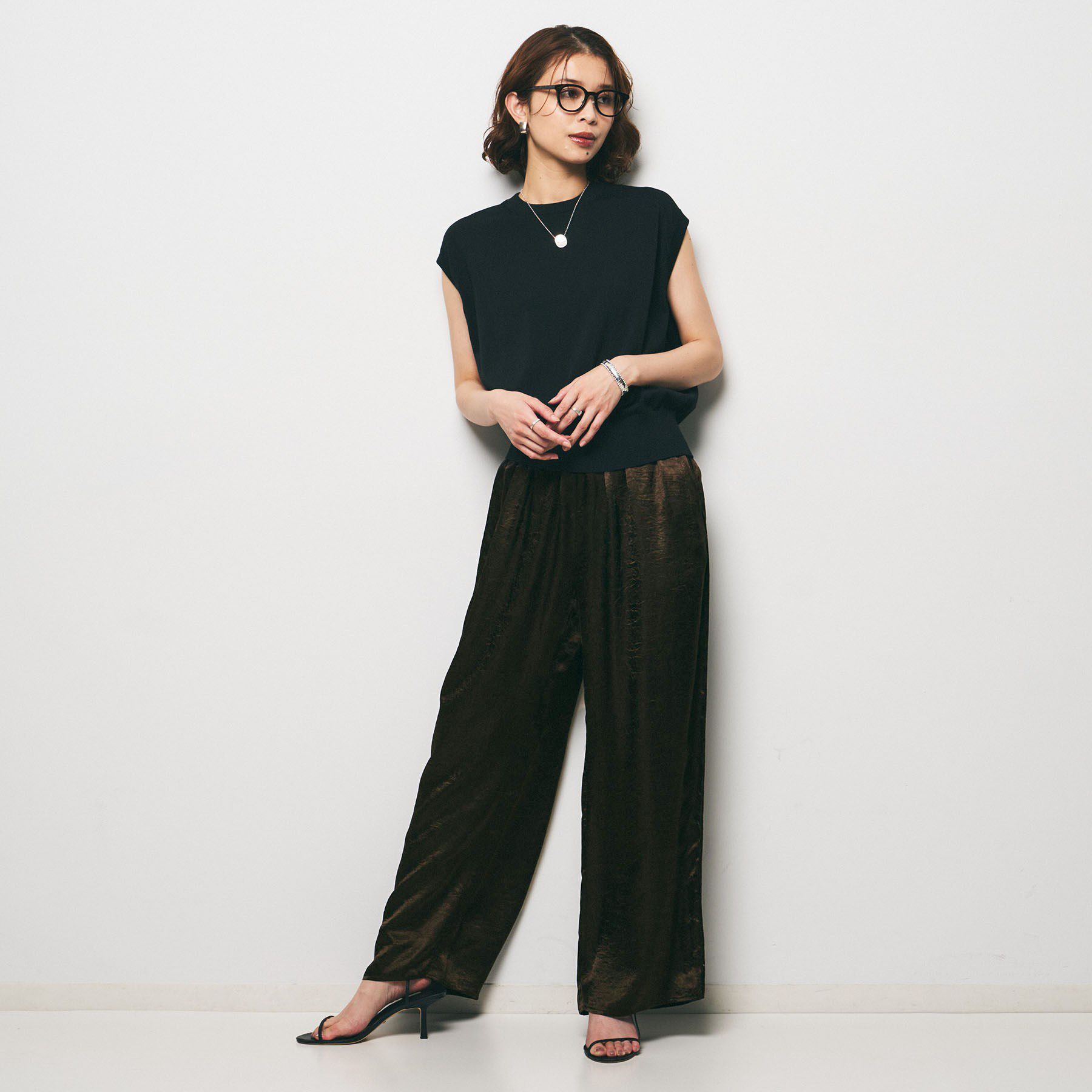 UNTITLED「【GREY CHORD】LISA（リサ）サテンワイドパンツ」|その他|