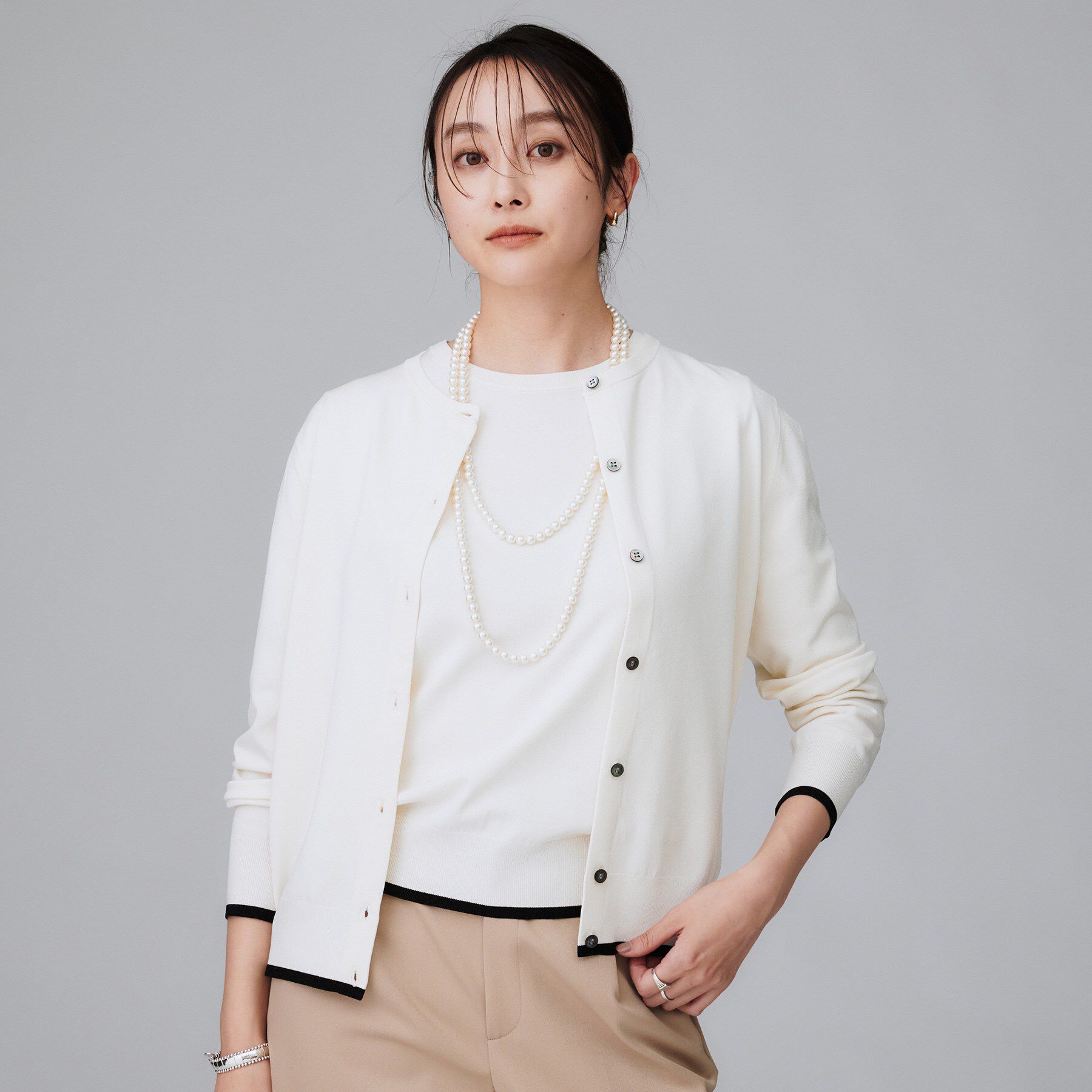 UNTITLED「【アンサンブル可/薄手】ベーシッククルーネックカーディガン」|カーディガン|