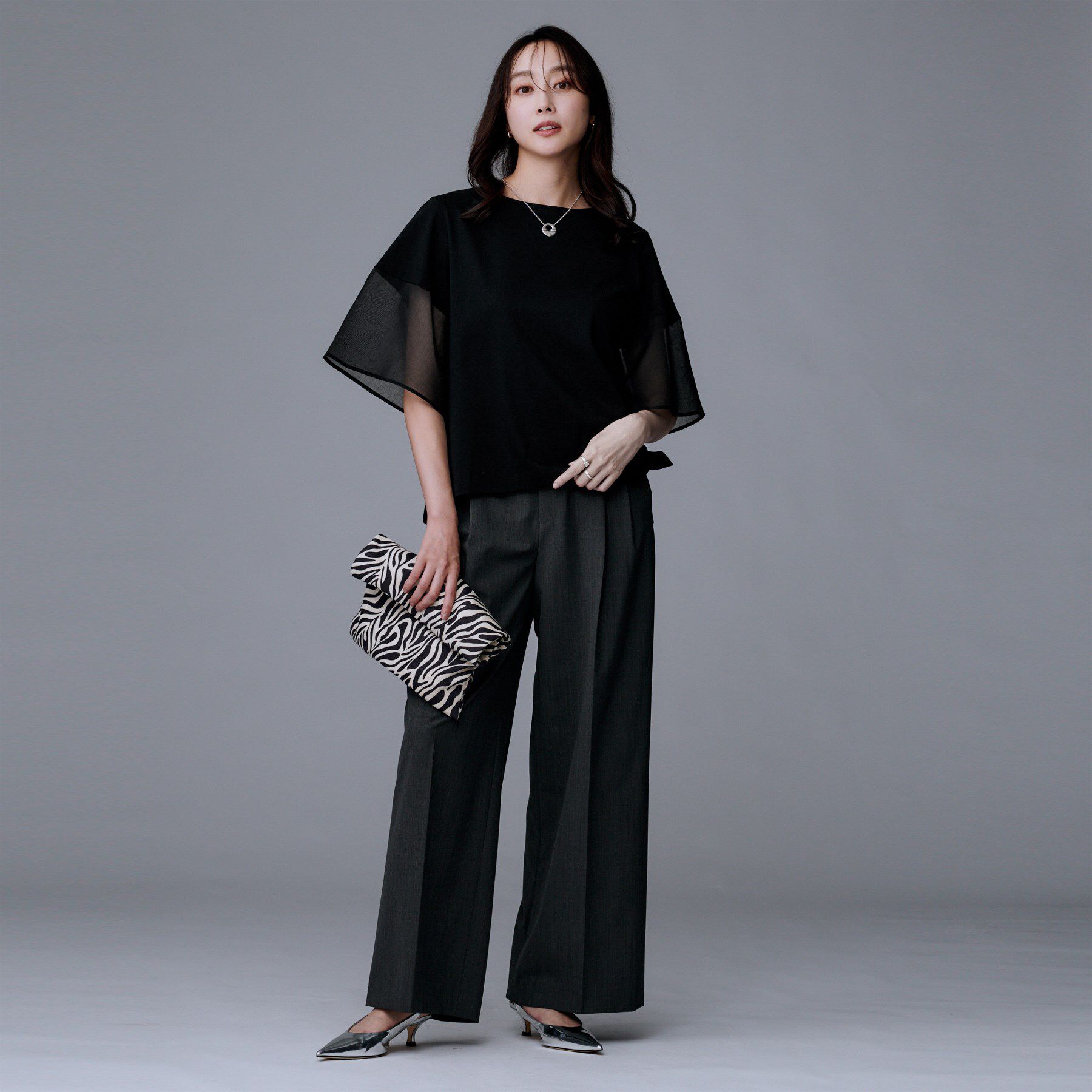 UNTITLED「【洗える/五分袖】シアースリーブ プルオーバー」|Tシャツ・カットソー|