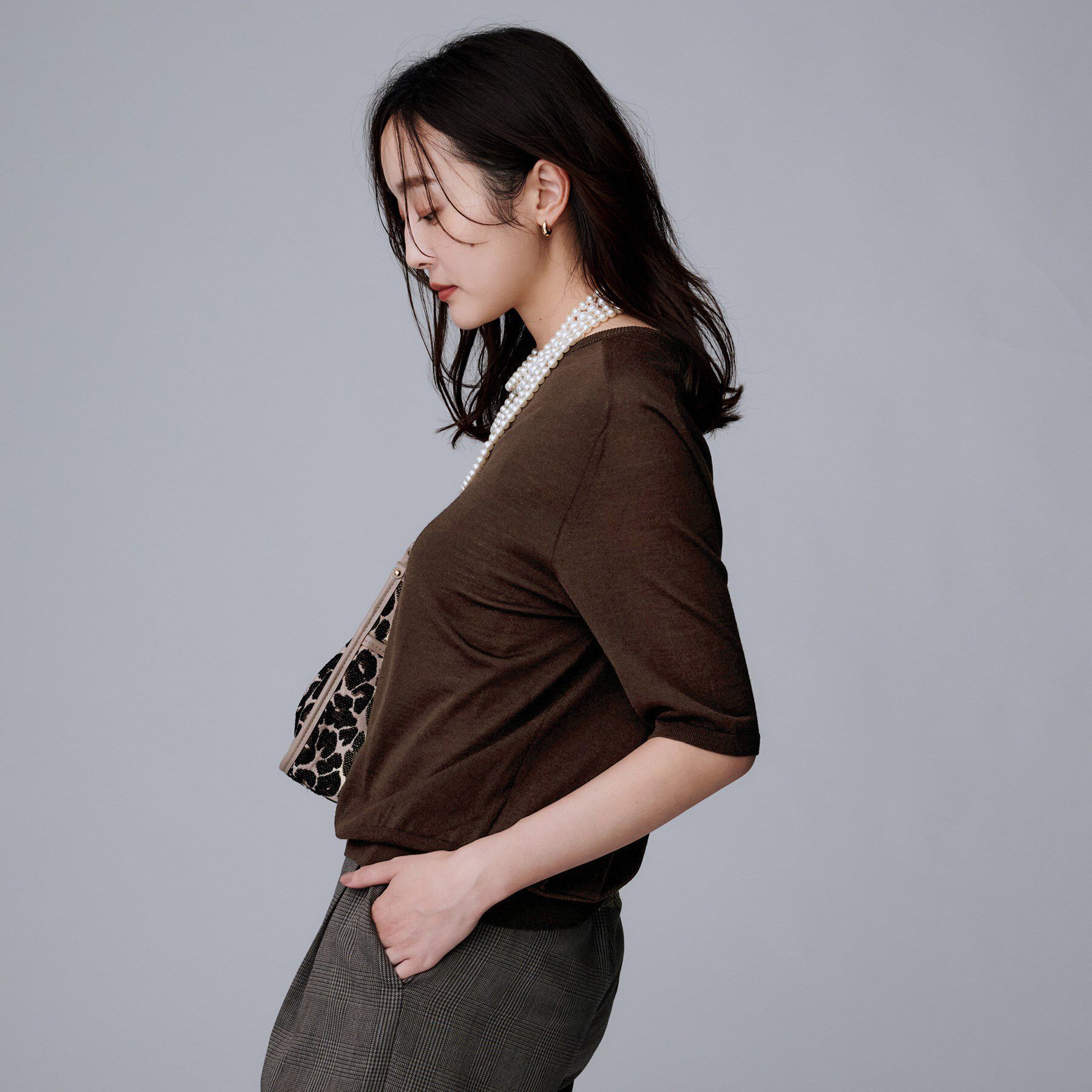 UNTITLED「【アンサンブル可/六分袖/洗える】ウールシルクニット」|ニット・セーター|