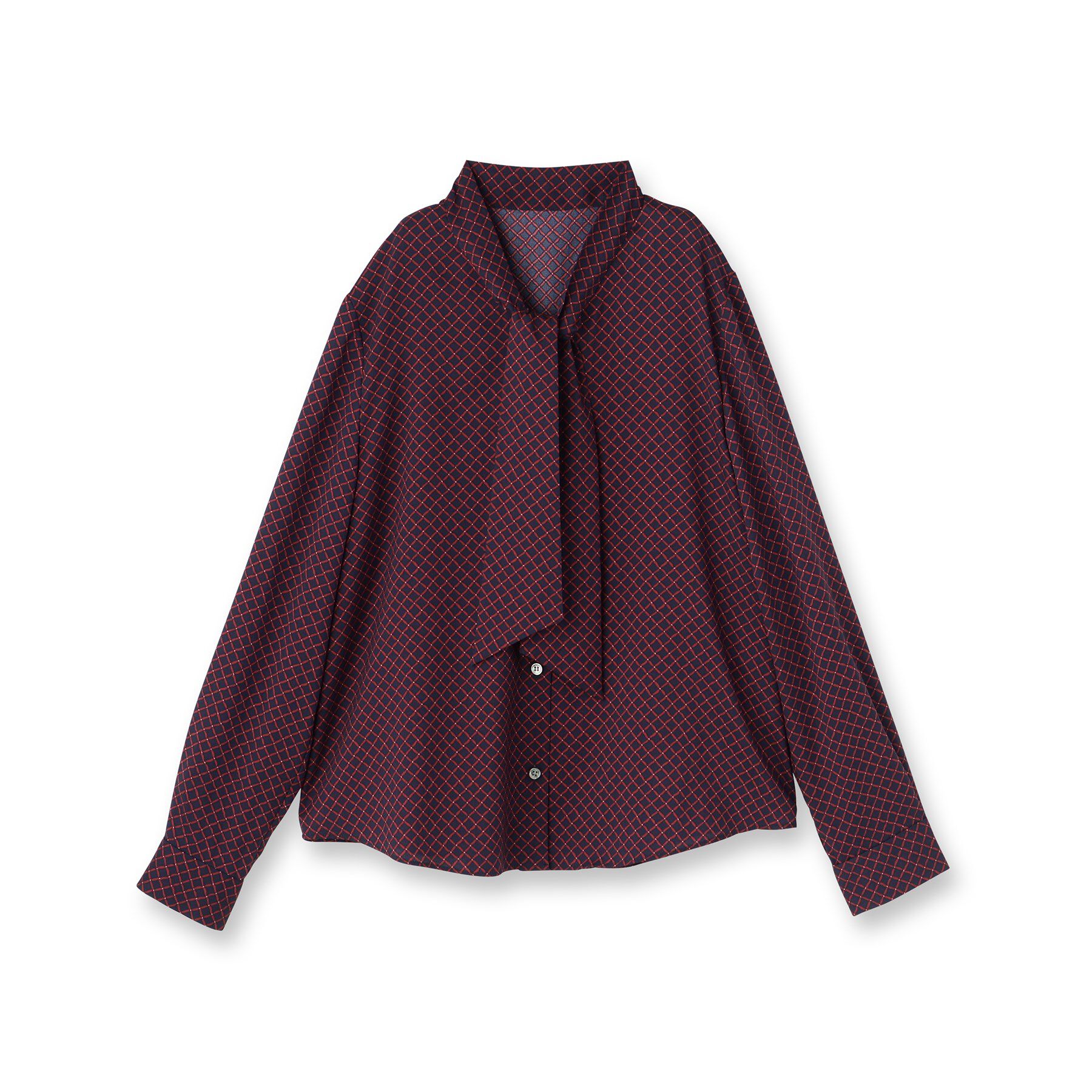 UNTITLED「【ボウタイ/通勤スーツ/オフィス】スクエアプリントブラウス」|シャツ・ブラウス|