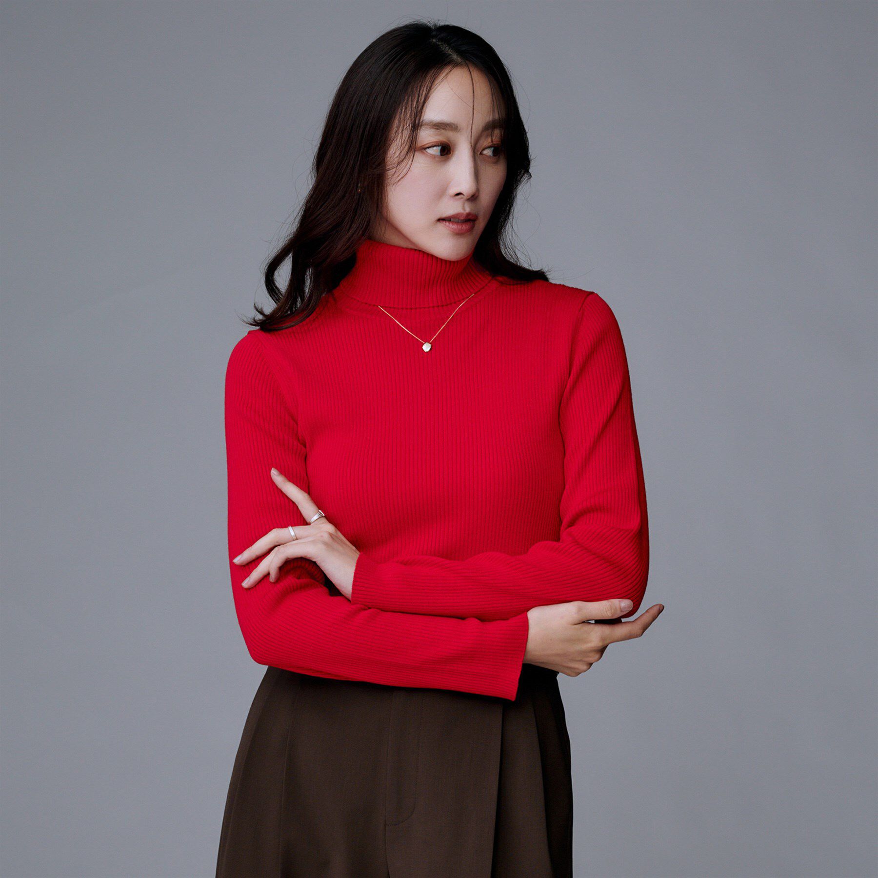 UNTITLED「【洗える/アンサンブル可能/ウール100%】リブタートルネックウールニット」|ニット・セーター|