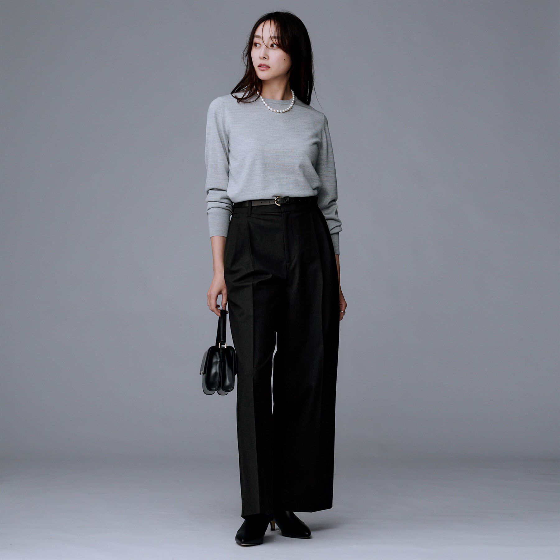 UNTITLED「【洗える/ウエスト後ろゴム】ウール混　タックワイドパンツ」|その他|