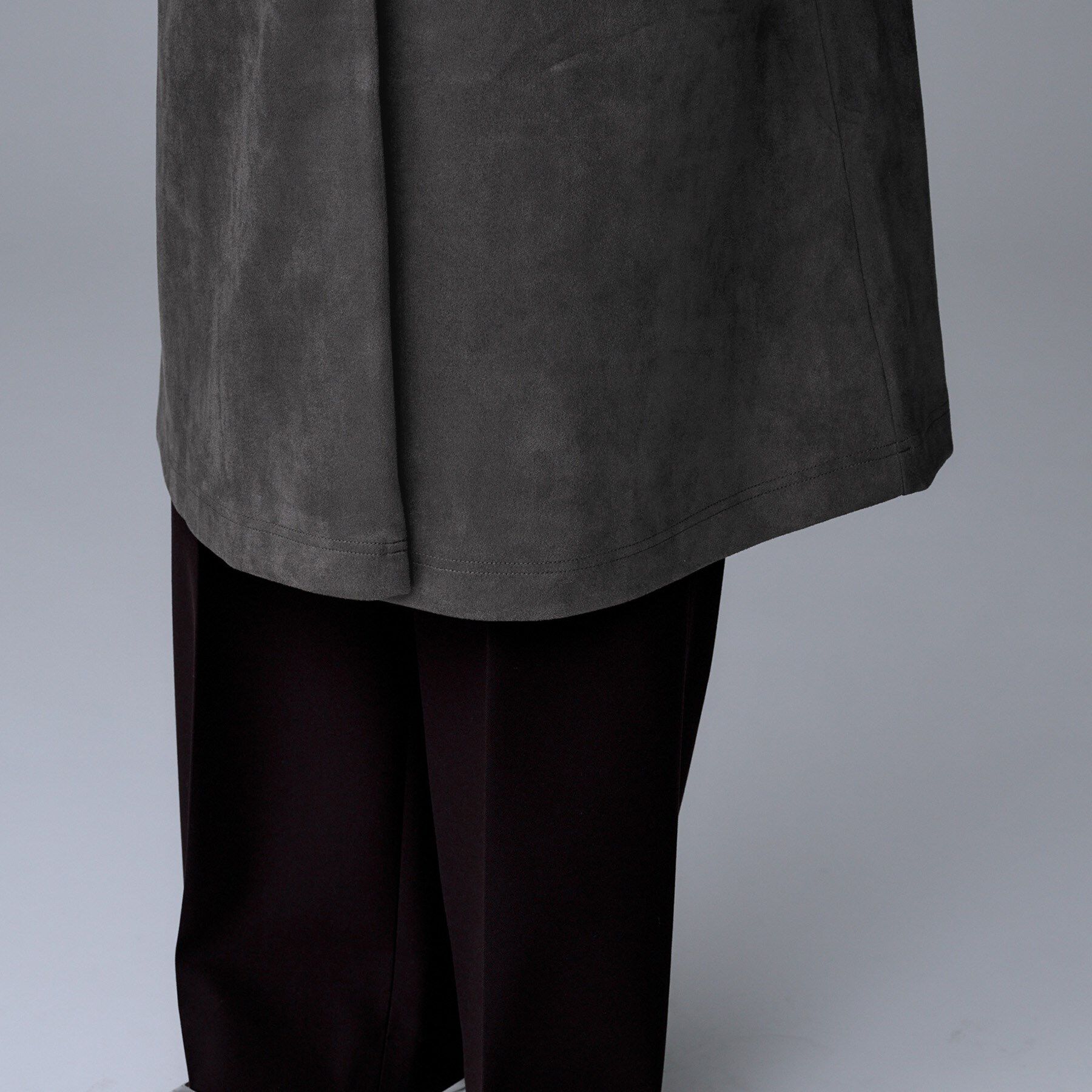 UNTITLED「【洗える/軽羽織り】マシュマロタッチ　スエード調コート」|ノーカラーコート|