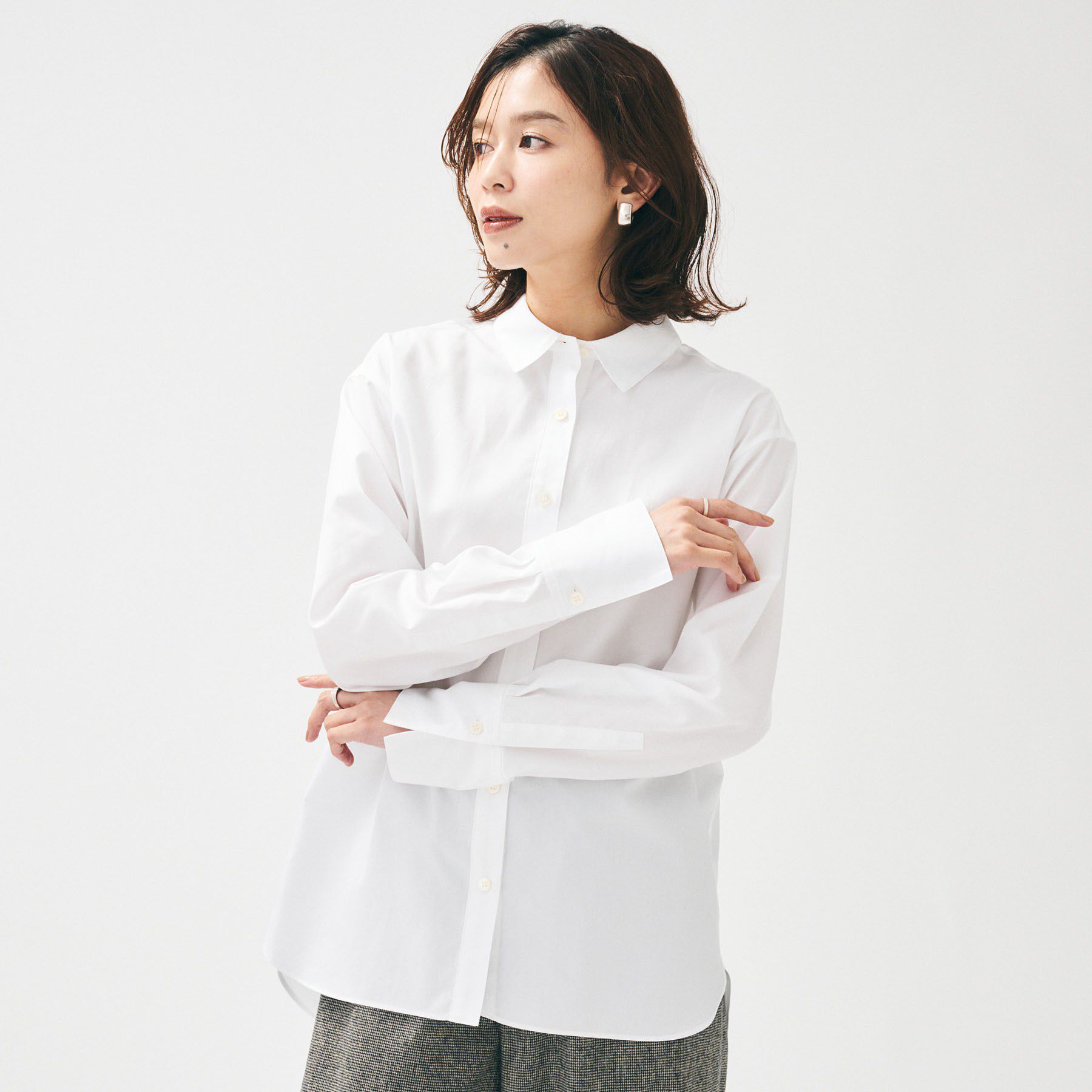 UNTITLED「【重ね着レイヤード/スーツブラウス】ファインブロードベーシックシャツ」|シャツ・ブラウス|