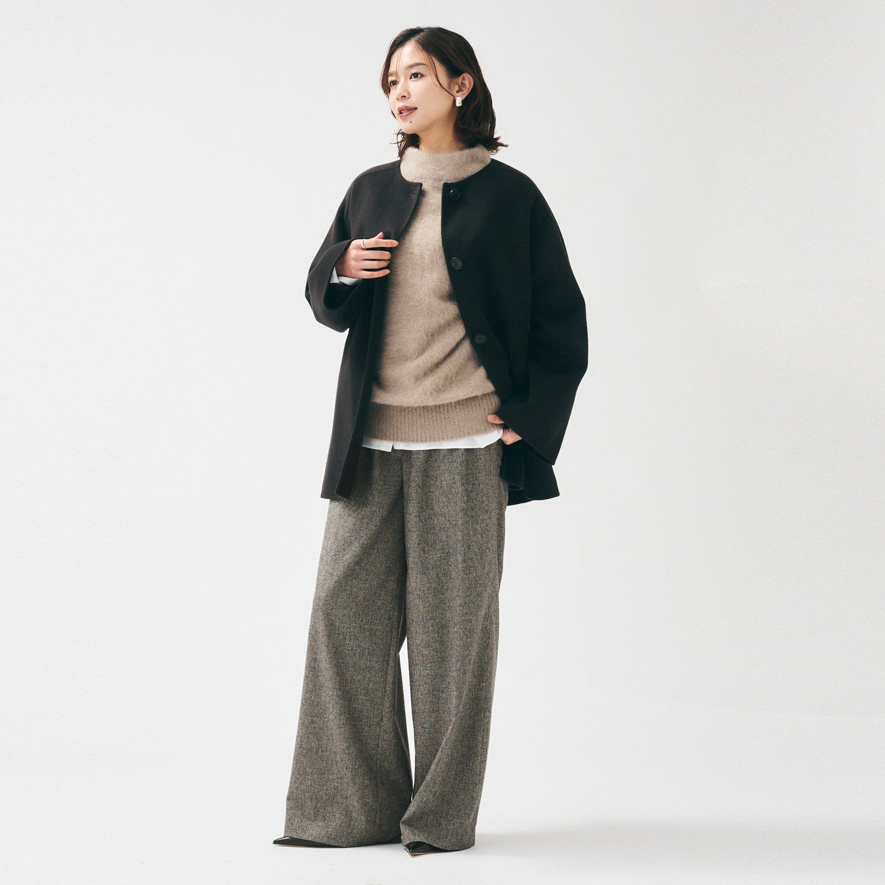 UNTITLED「【きれいめリラクシー/ウエストゴム】ウールサキソニー ワイドパンツ」|その他|