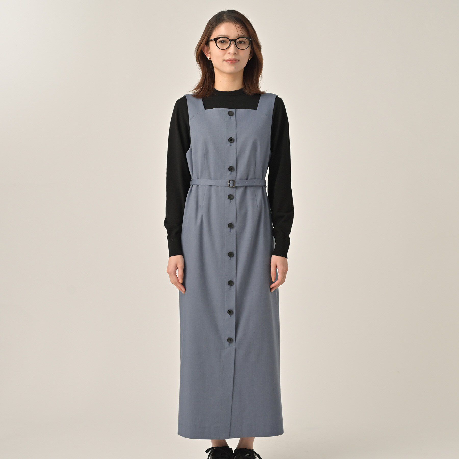 UNTITLED「【洗える】スクエアネックジャンパースカート」|ワンピース|