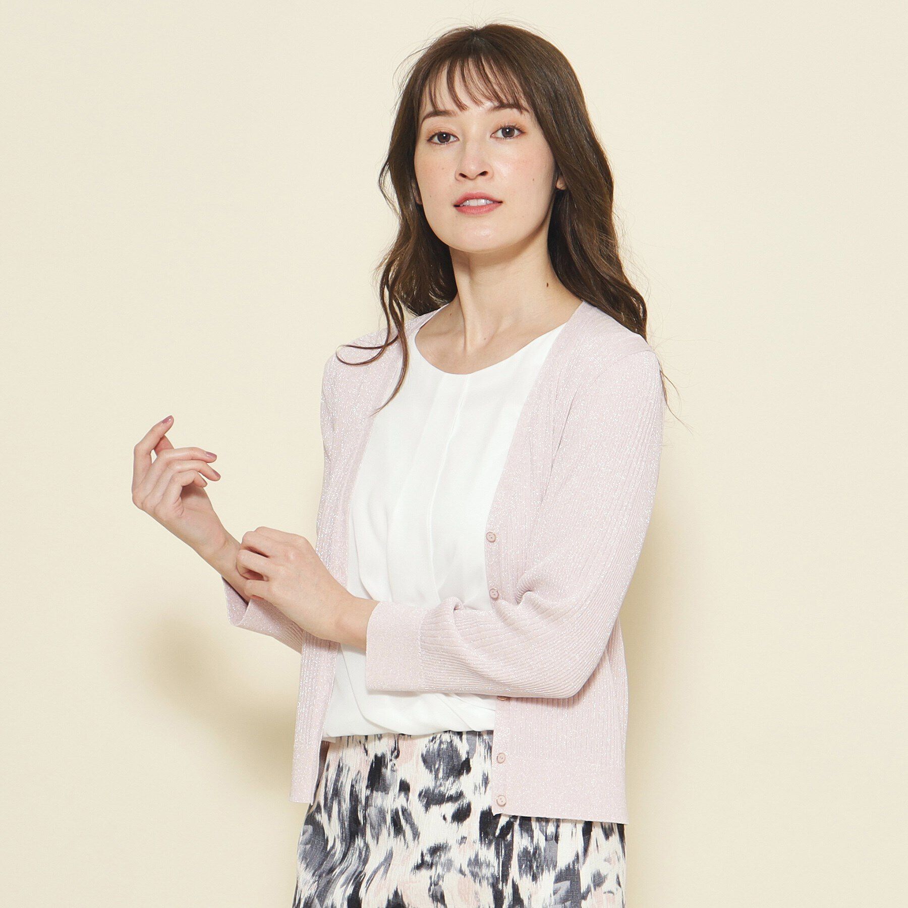 COUP DE CHANCE「【洗える／日本製／ラメ】Vネックリブカーディガン」|カーディガン|