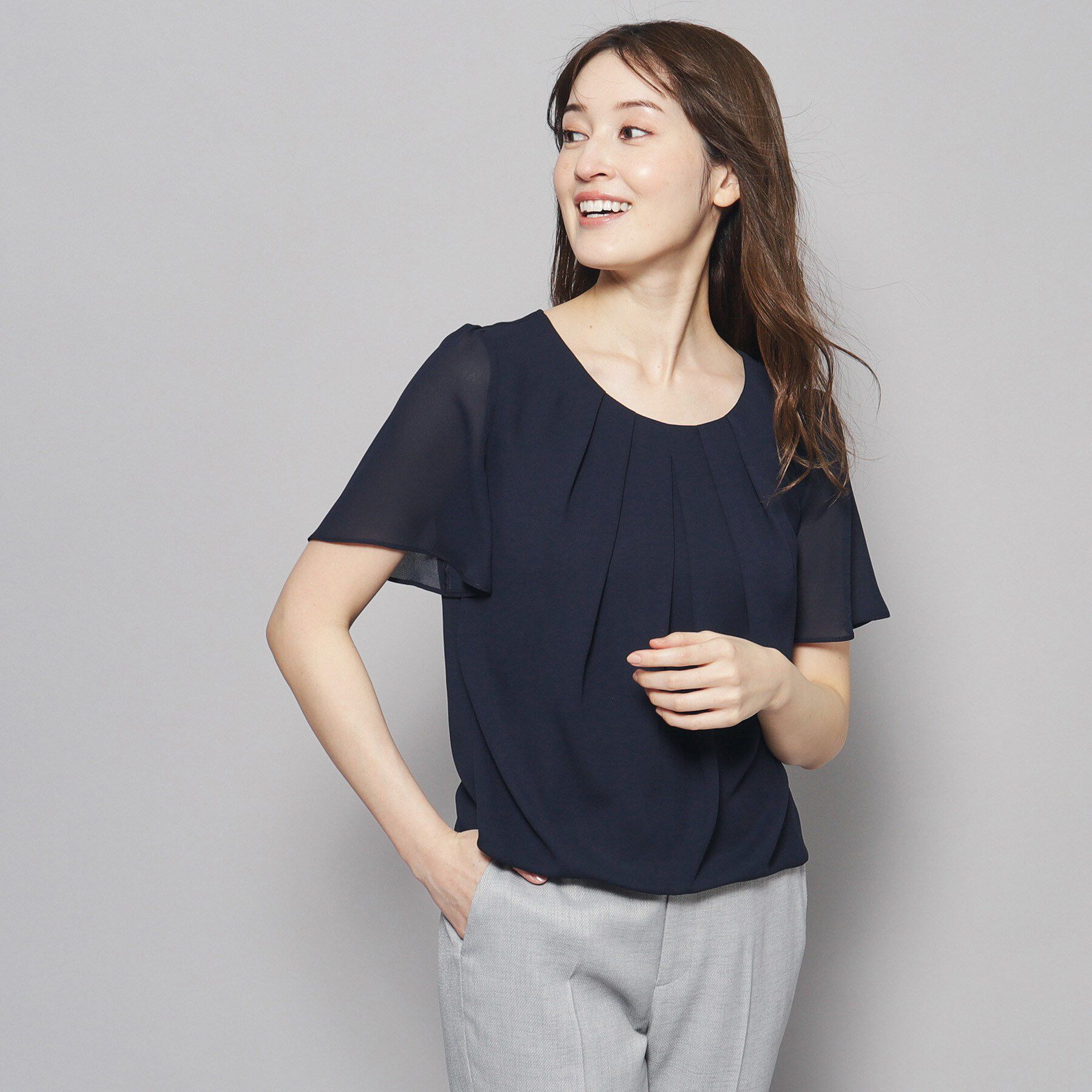 COUP DE CHANCE「【洗える／日本製】フロントタック半袖デザインブラウス」|シャツ・ブラウス|