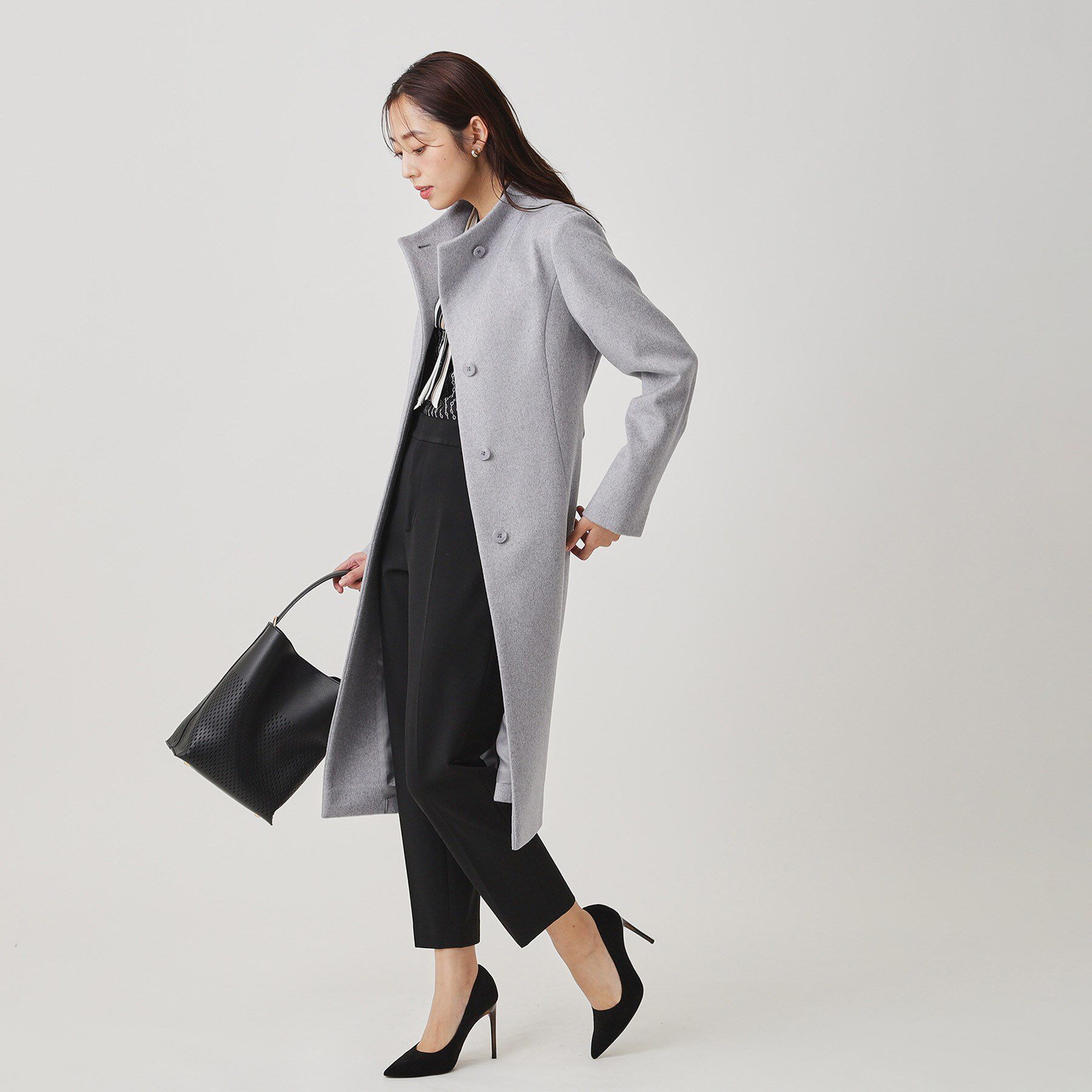 COUP DE CHANCE「【カシミヤ混／日本製】Iラインスタンドウィングカラーコート」|その他|