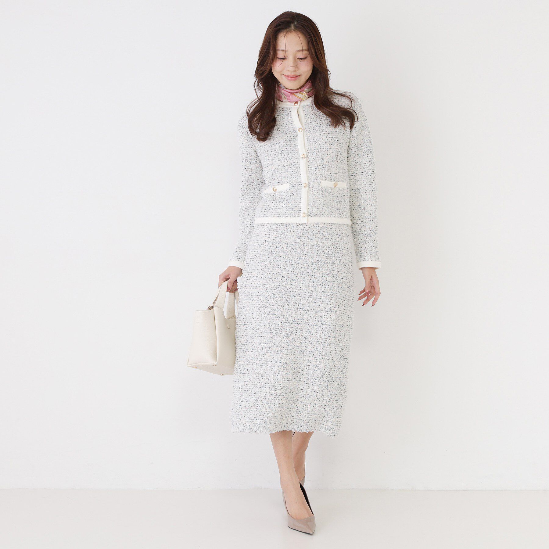 COUP DE CHANCE「【洗える/セットアップ可/ウエストゴム】ツイード調ニットスカート」|スカート|