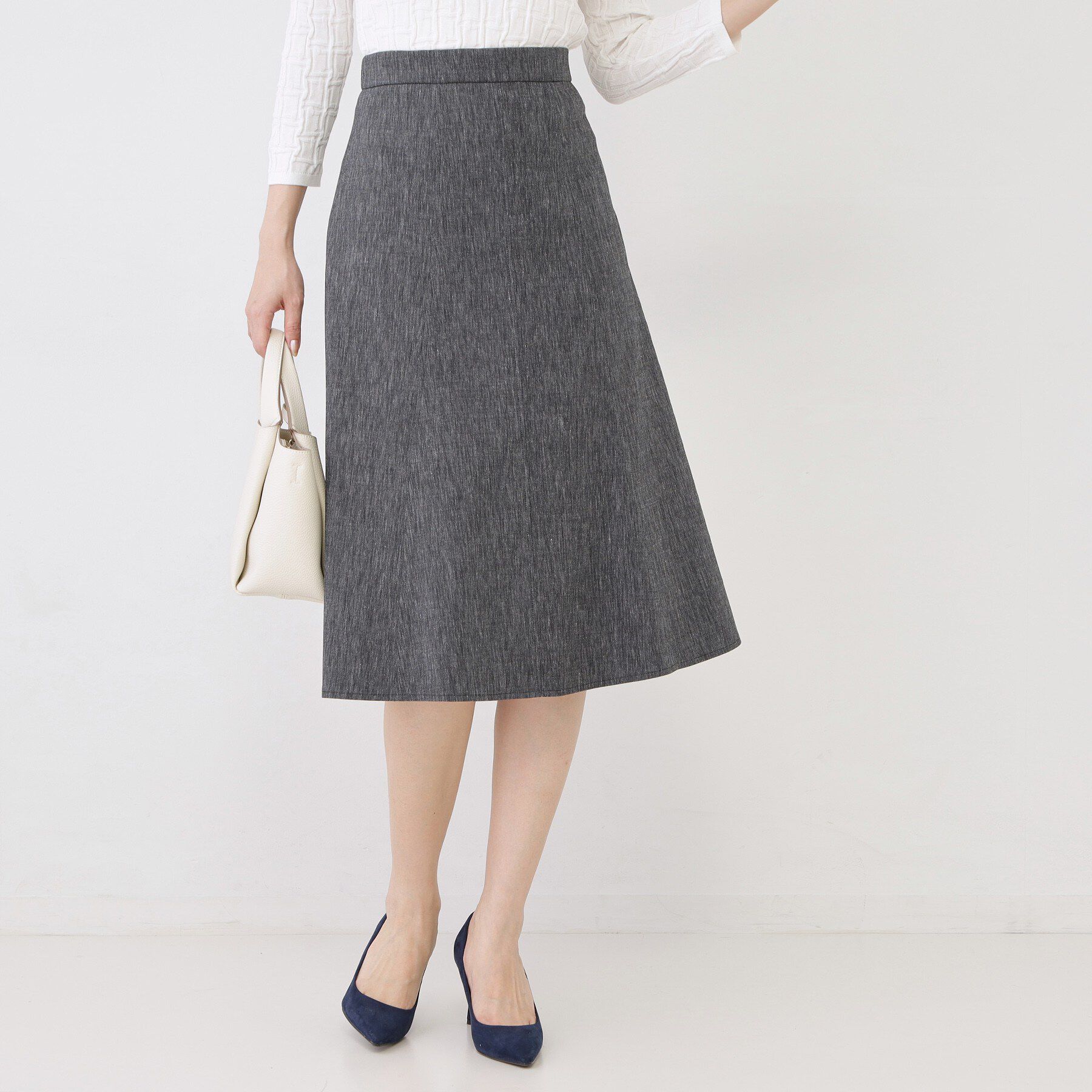 COUP DE CHANCE「【手洗い可／日本製】麻混フレアースカート」|スカート|ブラック(019)