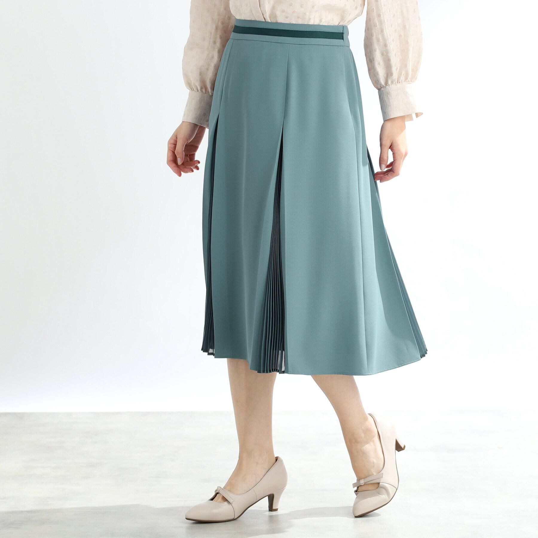 Reflect「【手洗い可】シフォンプリーツドッキングスカート」|スカート|ブルーグリーン(09