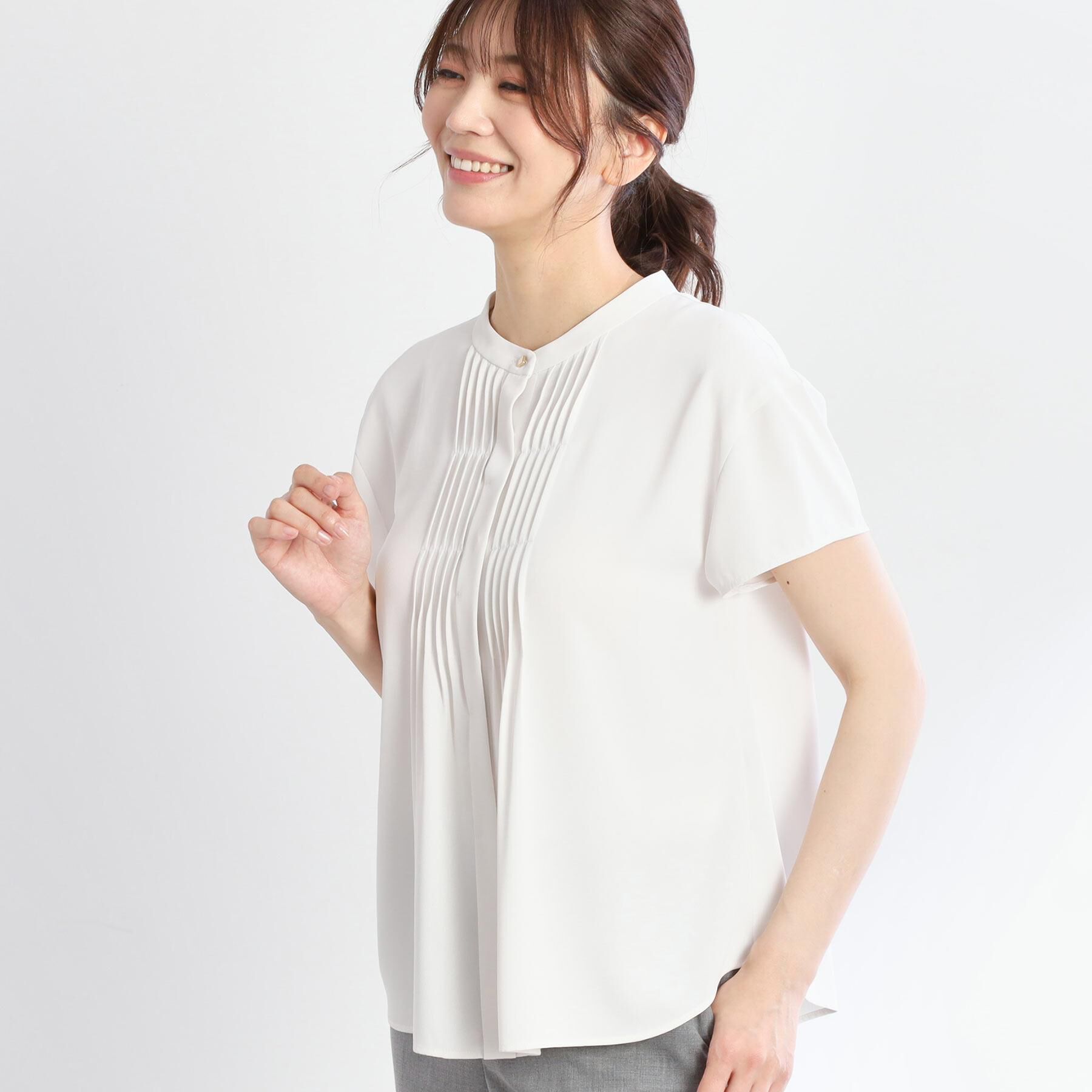 Reflect「【インナーに◎／すっきり見え！長め丈】タックデティールブラウス」|シャツ・ブラウス|