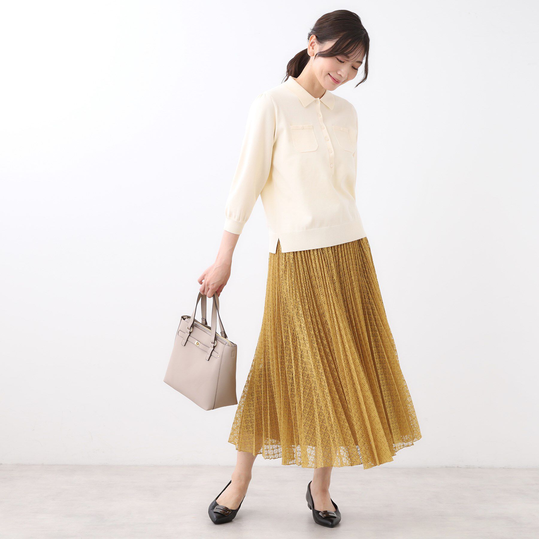 Reflect「【透けにくい◎】衿付き七分袖ニット」|ニット・セーター|