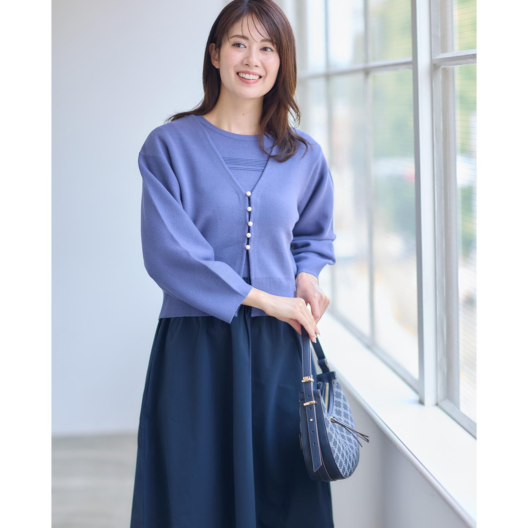 Reflect「【軽い羽織に◎／セットアップ可】パール調ボタン付きカーディガン」|カーディガン|