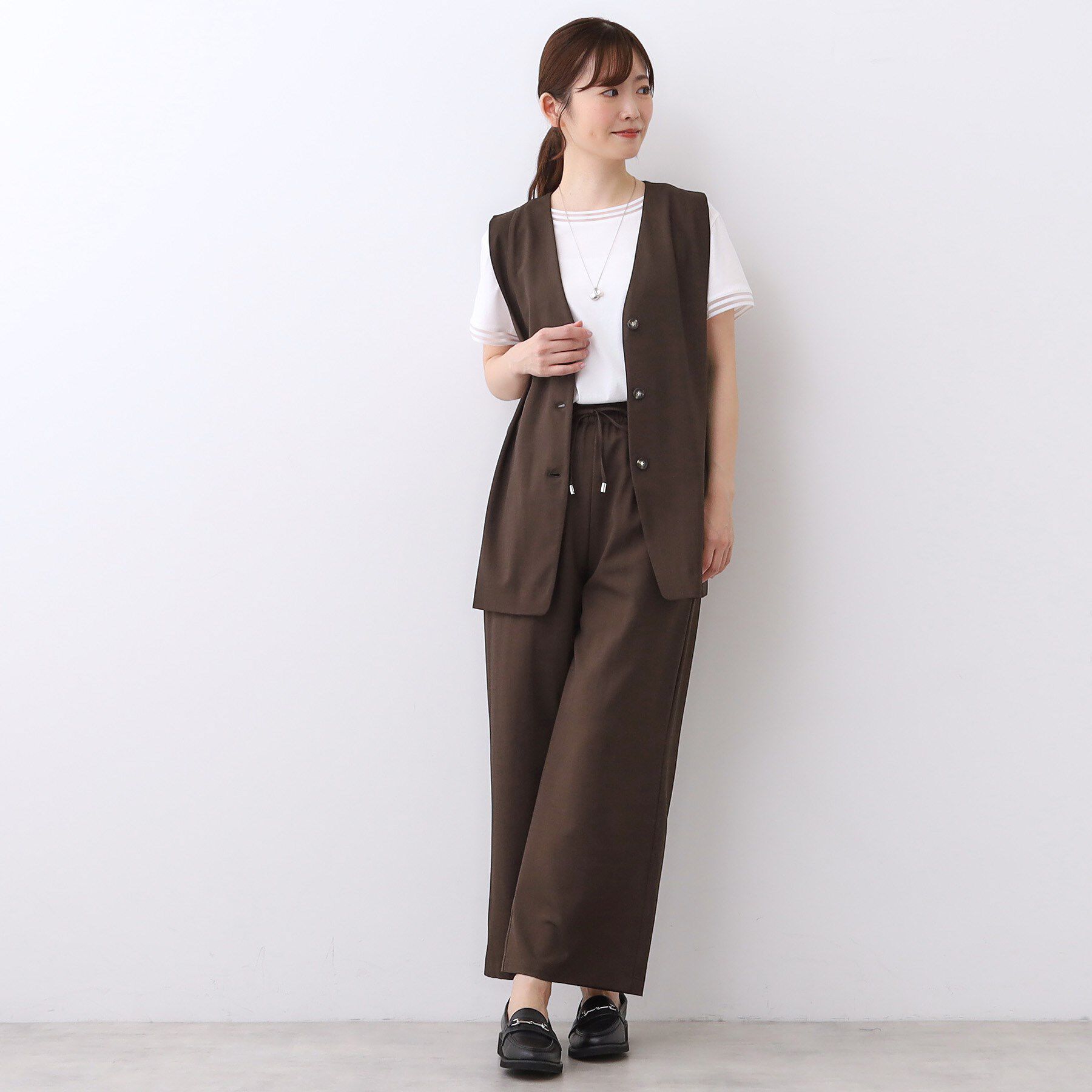 Reflect「【ウエスト総ゴム／セットアップ／単品使いOK◎】ベスト＋ストレートパンツセット」|スーツ|