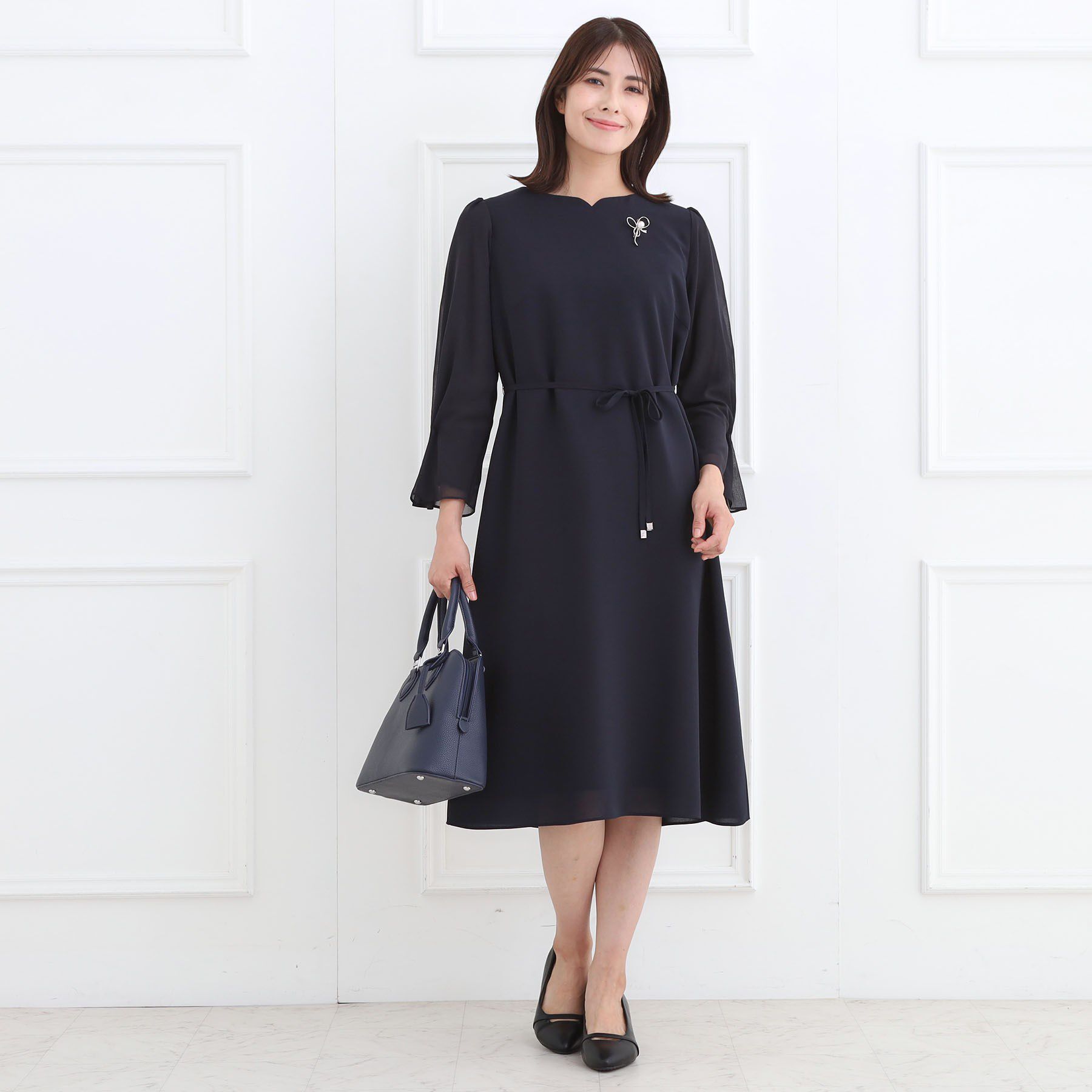 Reflect「【付属リボン付き】スリーブデザインジョーゼットワンピース」|ワンピース|