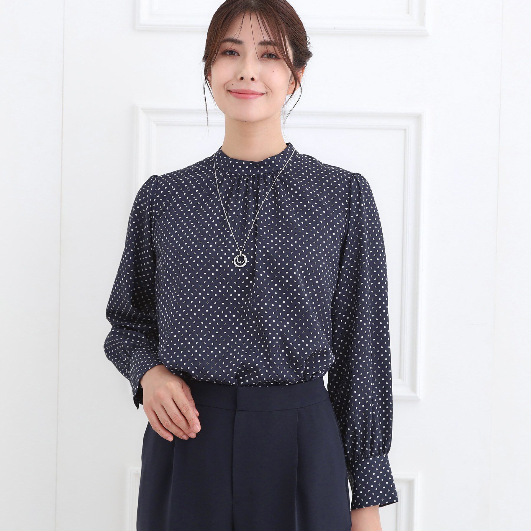 Reflect「【お仕事に◎】ドットプリントブラウス」|シャツ・ブラウス|