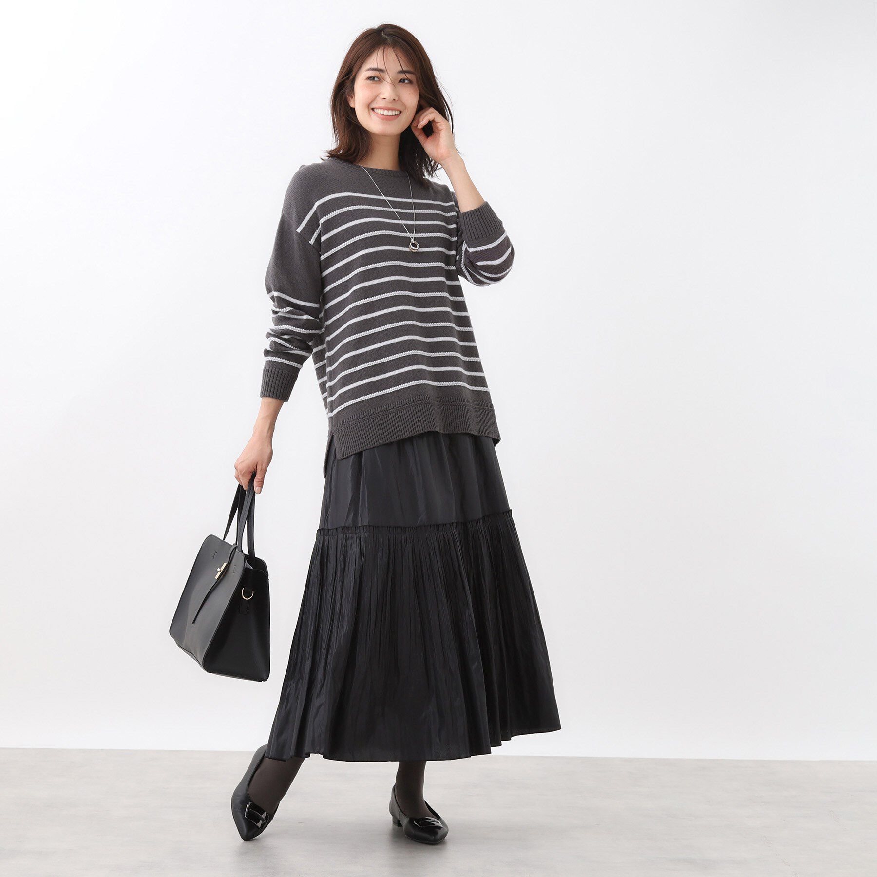 Reflect「【ゆったり着られる◎】ボートネックボーダーニット」|ニット・セーター|